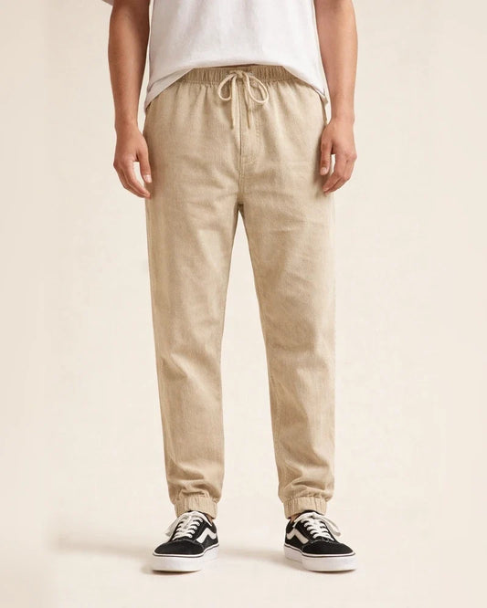 Men's Joggers Linen Pants Trousers Summer Pants Drawstring Elastic Waist Plain Comfort Breathable Daily Beach Linen / Cotton Blend Fashion Streetwear turmeric Black Micro-elastic | JRSEE:38b7d386-4e0c-461e-9518-97e329832de2