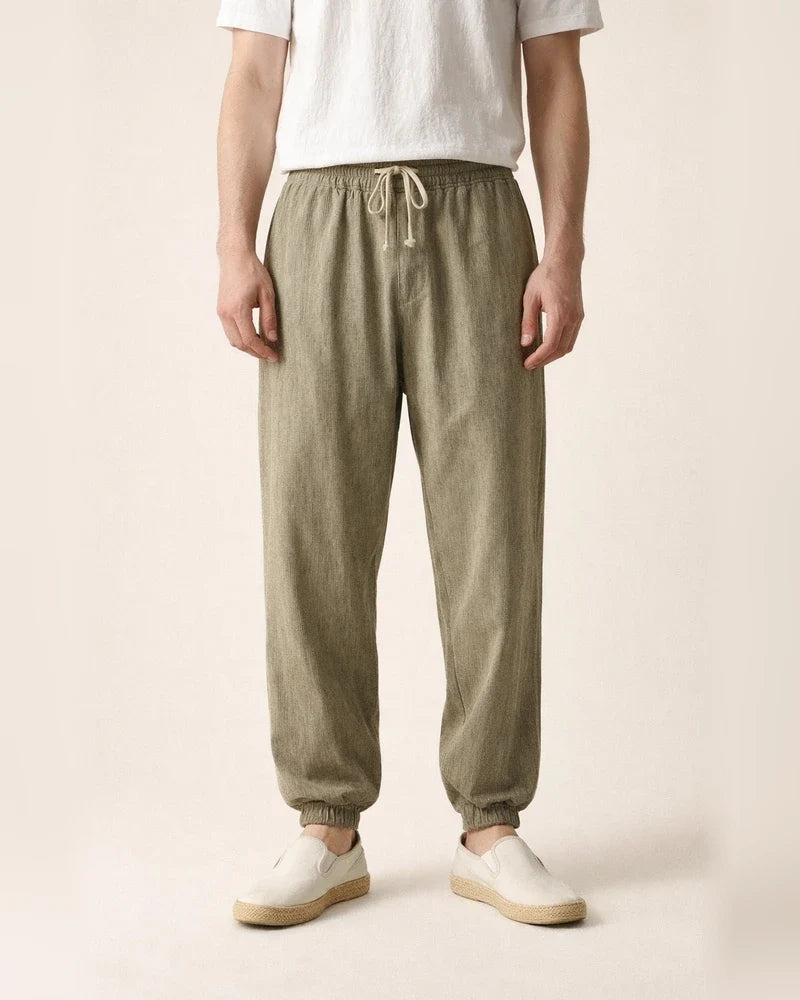 Men's Joggers Linen Pants Trousers Summer Pants Drawstring Elastic Waist Plain Comfort Breathable Daily Beach Linen / Cotton Blend Fashion Streetwear turmeric Black Micro-elastic | JRSEE:290833e6-cc28-444c-acf8-91e74166b112