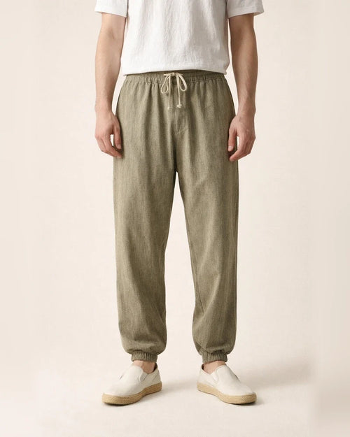 Men's Joggers Linen Pants Trousers Summer Pants Drawstring Elastic Waist Plain Comfort Breathable Daily Beach Linen / Cotton Blend Fashion Streetwear turmeric Black Micro-elastic | JRSEE:290833e6-cc28-444c-acf8-91e74166b112