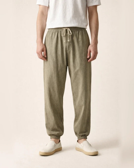Men's Joggers Linen Pants Trousers Summer Pants Drawstring Elastic Waist Plain Comfort Breathable Daily Beach Linen / Cotton Blend Fashion Streetwear turmeric Black Micro-elastic | JRSEE:290833e6-cc28-444c-acf8-91e74166b112