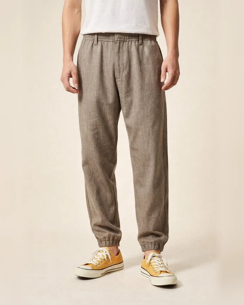 Men's Joggers Linen Pants Trousers Summer Pants Drawstring Elastic Waist Plain Comfort Breathable Daily Beach Linen / Cotton Blend Fashion Streetwear turmeric Black Micro-elastic | JRSEE:8fafb3fc-d27d-49eb-a8ea-71f3ea6740e8