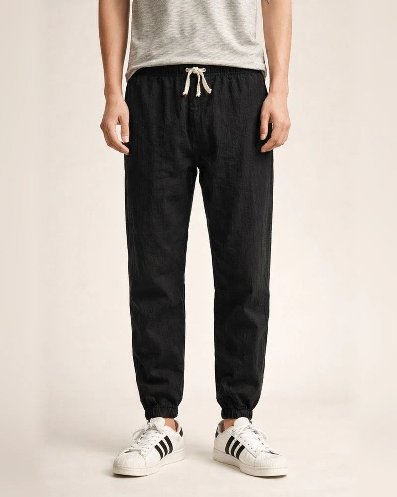 Men's Joggers Linen Pants Trousers Summer Pants Drawstring Elastic Waist Plain Comfort Breathable Daily Beach Linen / Cotton Blend Fashion Streetwear turmeric Black Micro-elastic | JRSEE:35a8e6cd-c6df-4ce3-b5dd-82e59baa963f
