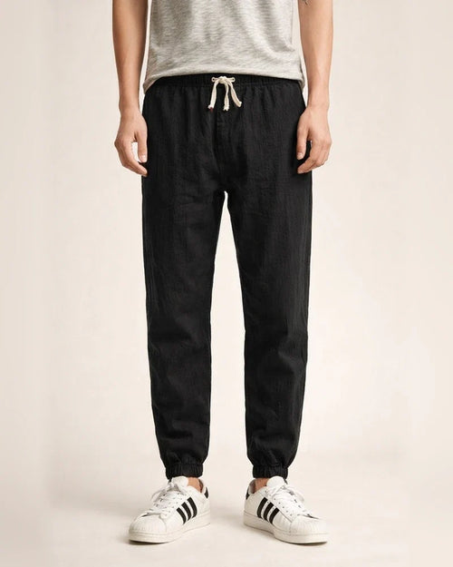 Men's Joggers Linen Pants Trousers Summer Pants Drawstring Elastic Waist Plain Comfort Breathable Daily Beach Linen / Cotton Blend Fashion Streetwear turmeric Black Micro-elastic | JRSEE:35a8e6cd-c6df-4ce3-b5dd-82e59baa963f