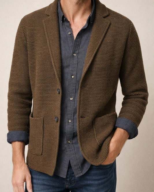 Men's Lapel Solid Color Knitted Cardigan Sweater | JRSEE:7ecd3b26-48ce-4d74-bc38-189b4e2aaf3c