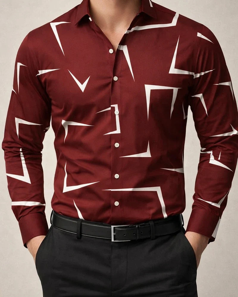 Men’s Lightweight Cardigan-Style Fashionable Circle-Print Long-Sleeve Shirt | JRSEE:bd77256f-3f8c-4706-b081-45c421b4941d