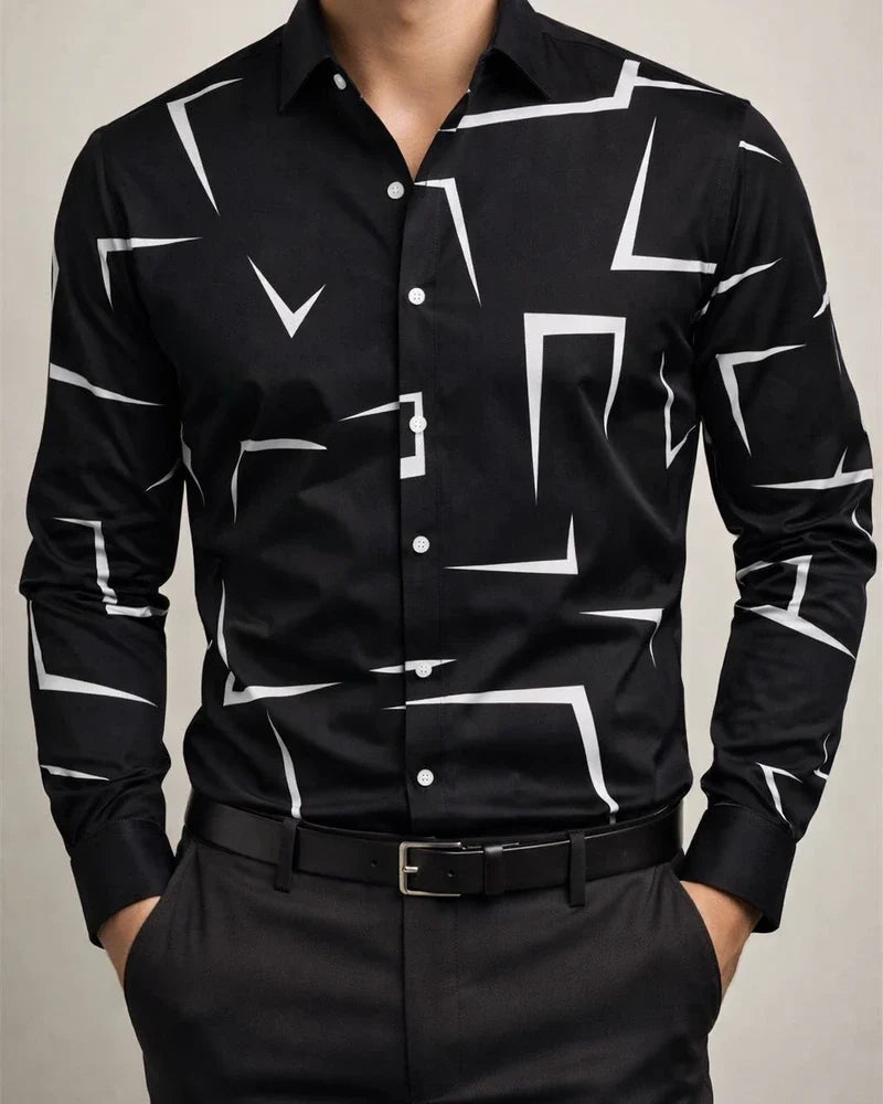 Men’s Lightweight Cardigan-Style Fashionable Circle-Print Long-Sleeve Shirt | JRSEE:2c0d36a9-da12-4a10-a5e3-9ce2d6156724