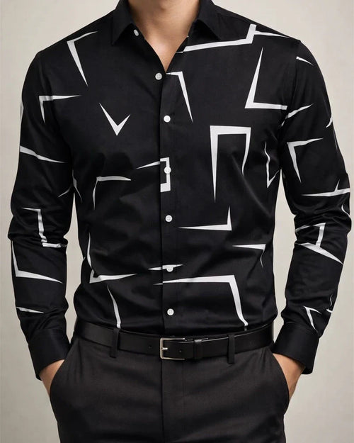 Men’s Lightweight Cardigan-Style Fashionable Circle-Print Long-Sleeve Shirt | JRSEE:2c0d36a9-da12-4a10-a5e3-9ce2d6156724