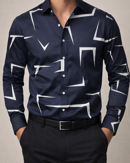 Men’s Lightweight Cardigan-Style Fashionable Circle-Print Long-Sleeve Shirt | JRSEE:f2e45d21-c5f5-4527-a301-93a6290c7ba6
