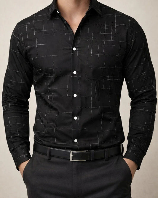 Men’s Lightweight Cardigan-Style Long-Sleeve Shirt with Fashionable Block Print | JRSEE:d14a4dca-23ff-4c6c-a7e8-84cef93f6dc6