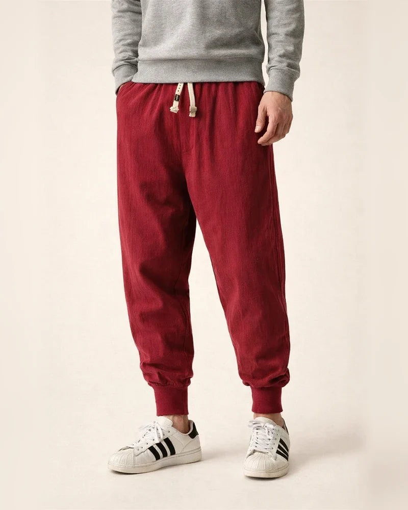 Men's Lightweight Long Pants Elastic Waist Cotton-Linen Blend Casual and Stylish Slim-Fit Harem Pants | JRSEE:59e34263-f771-4053-bcee-9e53ca17c819