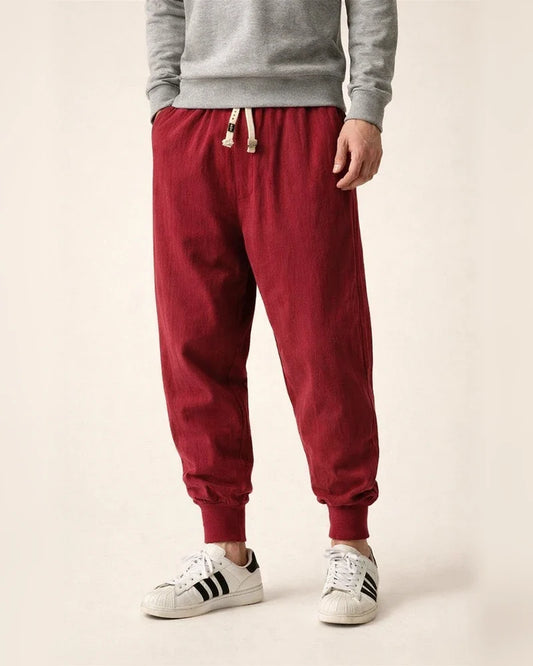 Men's Lightweight Long Pants Elastic Waist Cotton-Linen Blend Casual and Stylish Slim-Fit Harem Pants | JRSEE:59e34263-f771-4053-bcee-9e53ca17c819