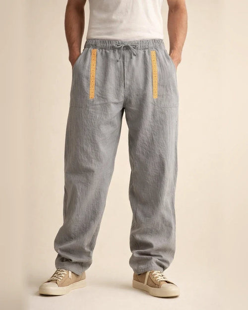 Men's Linen Bohemian-Style Loose-Fit Wide-Leg Hip-Hop Casual Sports Pants | JRSEE:56006fc5-29d7-41b1-811b-f9ad675d17f0