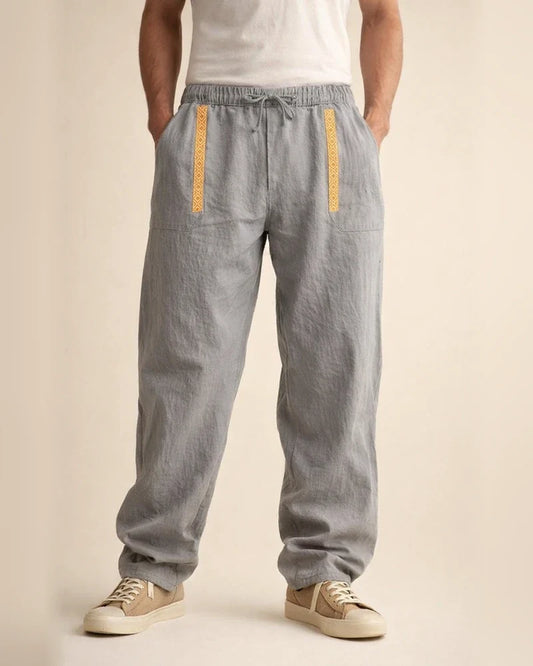 Men's Linen Bohemian-Style Loose-Fit Wide-Leg Hip-Hop Casual Sports Pants | JRSEE:56006fc5-29d7-41b1-811b-f9ad675d17f0