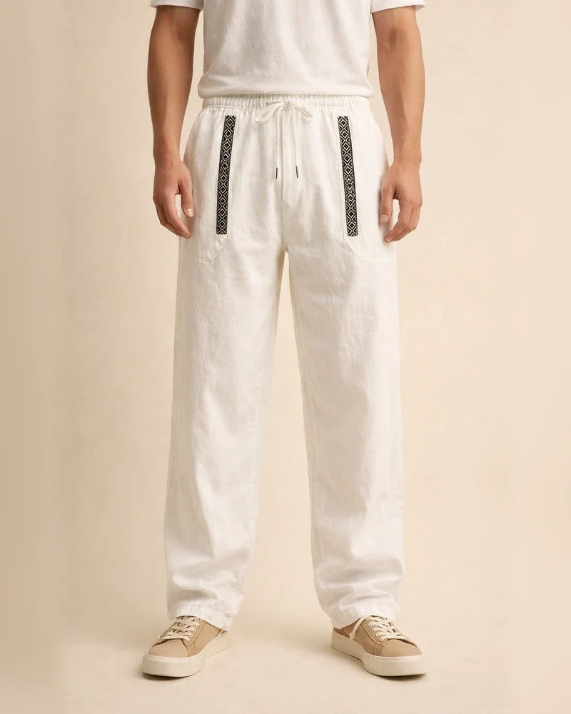 Men's Linen Bohemian-Style Loose-Fit Wide-Leg Hip-Hop Casual Sports Pants | JRSEE:ec92e22c-9306-45d6-863d-1eab2a8733e4