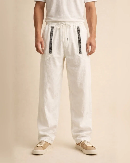 Men's Linen Bohemian-Style Loose-Fit Wide-Leg Hip-Hop Casual Sports Pants | JRSEE:ec92e22c-9306-45d6-863d-1eab2a8733e4