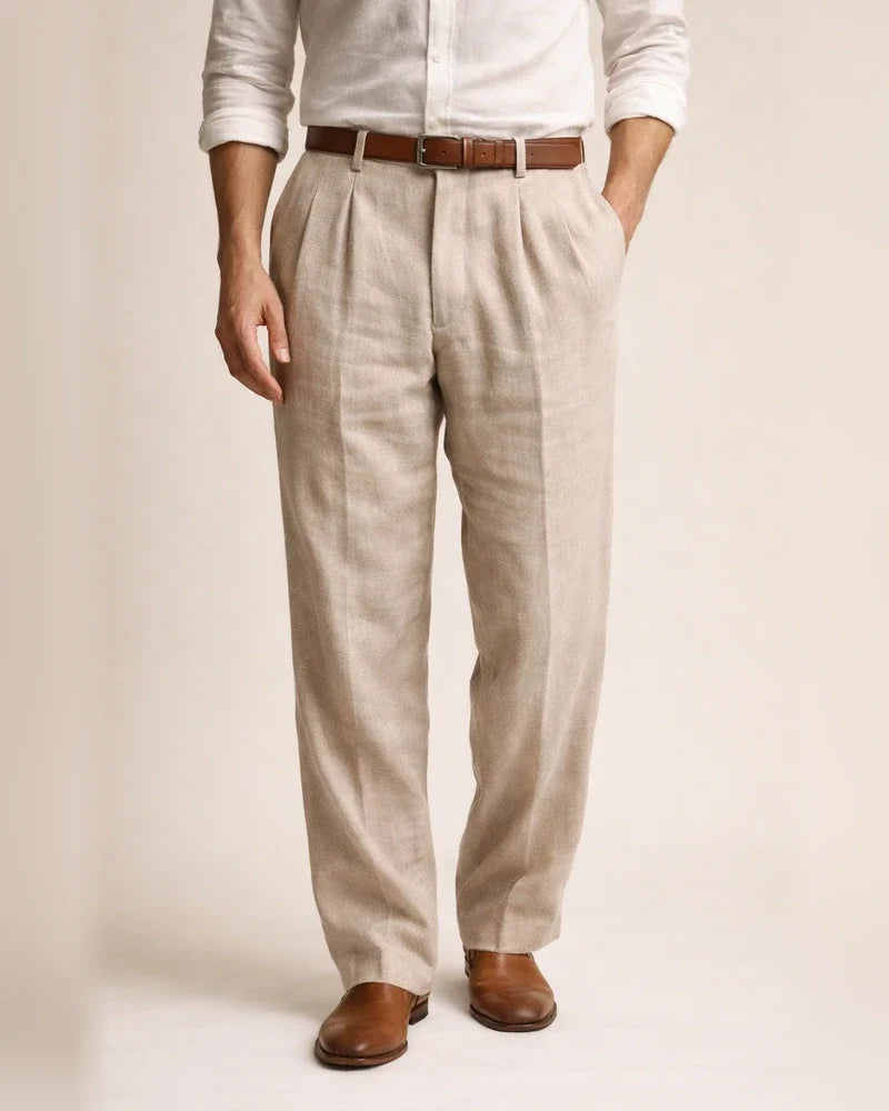 Men's Linen Pants Double Pleated Solid Color Comfortable Breathable Casual Cotton Blend Fashion | JRSEE:80243e8b-377b-41f9-85e1-809d7765ee59