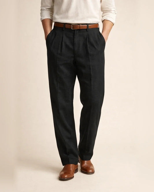 Men's Linen Pants Double Pleated Solid Color Comfortable Breathable Casual Cotton Blend Fashion | JRSEE:5ae2a696-a6d6-4357-868e-fc524ff6d8df