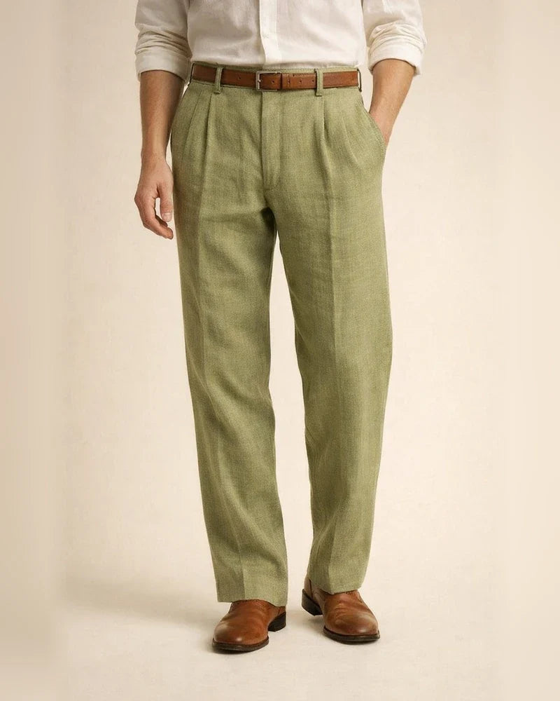 Men's Linen Pants Double Pleated Solid Color Comfortable Breathable Casual Cotton Blend Fashion | JRSEE:b4ff2ad5-d9d3-4c22-bb01-6173200571a2