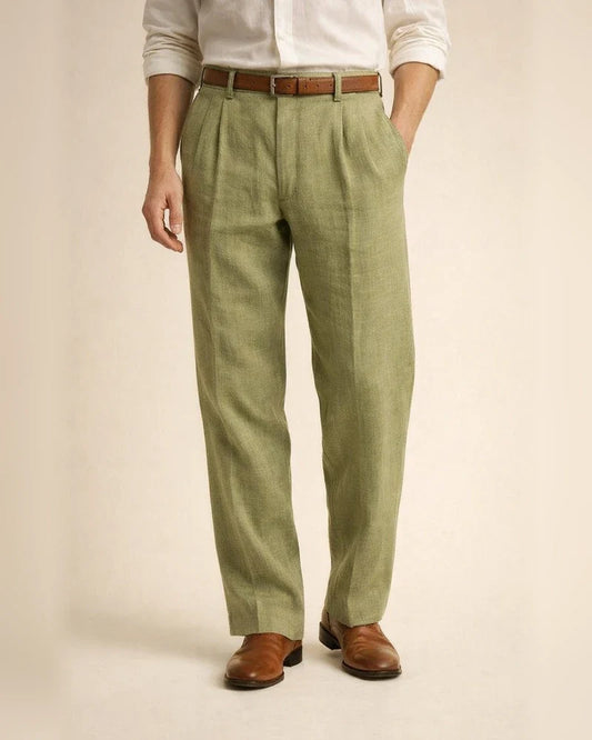 Men's Linen Pants Double Pleated Solid Color Comfortable Breathable Casual Cotton Blend Fashion | JRSEE:b4ff2ad5-d9d3-4c22-bb01-6173200571a2