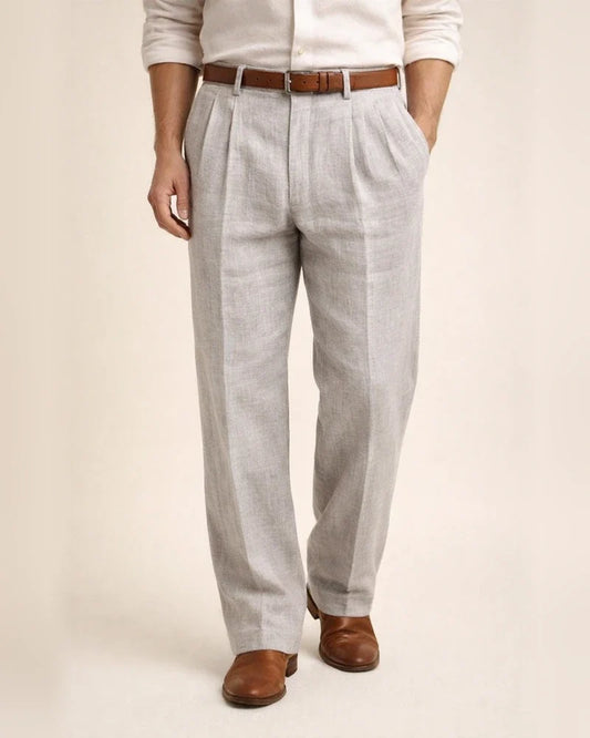 Men's Linen Pants Double Pleated Solid Color Comfortable Breathable Casual Cotton Blend Fashion | JRSEE:48d728ff-b6d0-450d-8f19-f37bf624347a