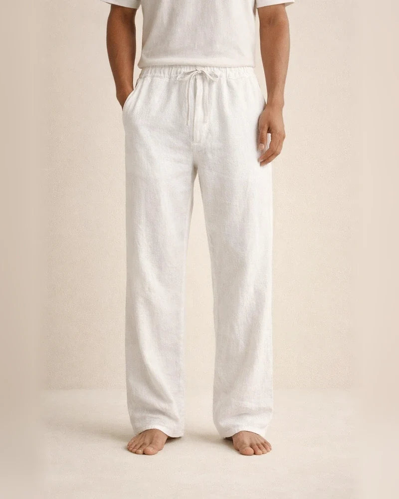 Men's Linen Pants Solid Color Casual Pants Fashion Straight-Leg Trousers Baggy Pants With Pockets Drawstring Elastic Waist Design Beach Pants Daily Yoga Cotton Blend Comfort Soft Mid Waist Green White | JRSEE:fc29cc2f-b222-471f-a93f-4c0d45baf5df
