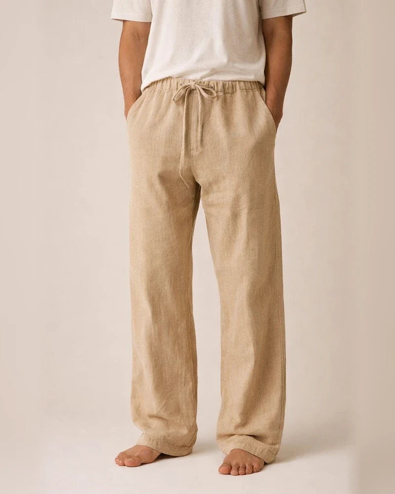 Men's Linen Pants Solid Color Casual Pants Fashion Straight-Leg Trousers Baggy Pants With Pockets Drawstring Elastic Waist Design Beach Pants Daily Yoga Cotton Blend Comfort Soft Mid Waist Green White | JRSEE:6737d988-4c8a-4936-a95c-102a49f339cb