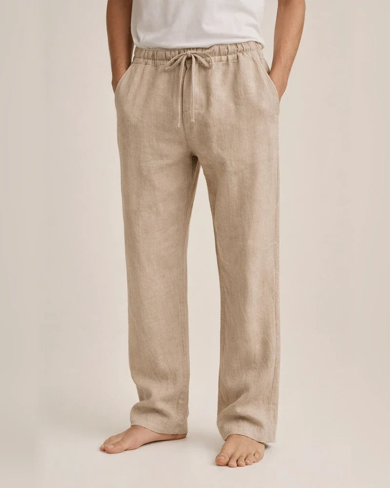 Men's Linen Pants Solid Color Casual Pants Fashion Straight-Leg Trousers Baggy Pants With Pockets Drawstring Elastic Waist Design Beach Pants Daily Yoga Cotton Blend Comfort Soft Mid Waist Green White | JRSEE:0dcdfd42-5257-4555-a420-0e0f6dae01ec