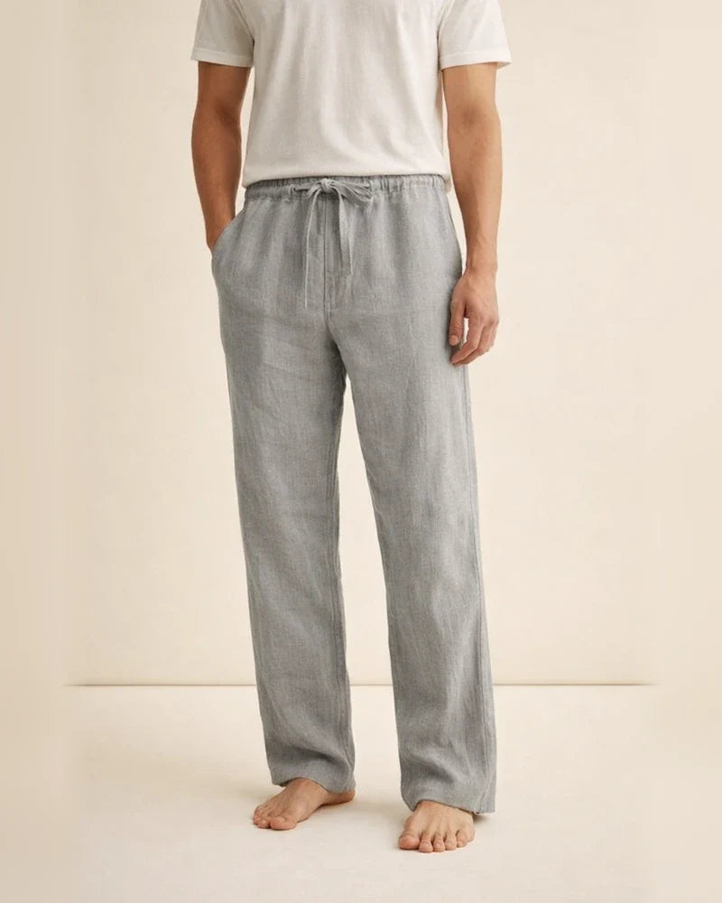 Men's Linen Pants Solid Color Casual Pants Fashion Straight-Leg Trousers Baggy Pants With Pockets Drawstring Elastic Waist Design Beach Pants Daily Yoga Cotton Blend Comfort Soft Mid Waist Green White | JRSEE:16a12896-7470-4f78-9e82-948a4c19a0a3