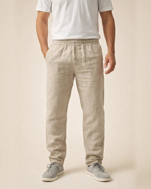 Men's Linen Pants Trousers Beach Pants Pocket Drawstring Elastic Waistband Plain Comfort Breathable Daily Stylish Hip Hop Dark Khaki Light Khaki Micro-elastic | JRSEE:de9f5b71-8b01-4cbf-bc2b-1b1b5e894f6a