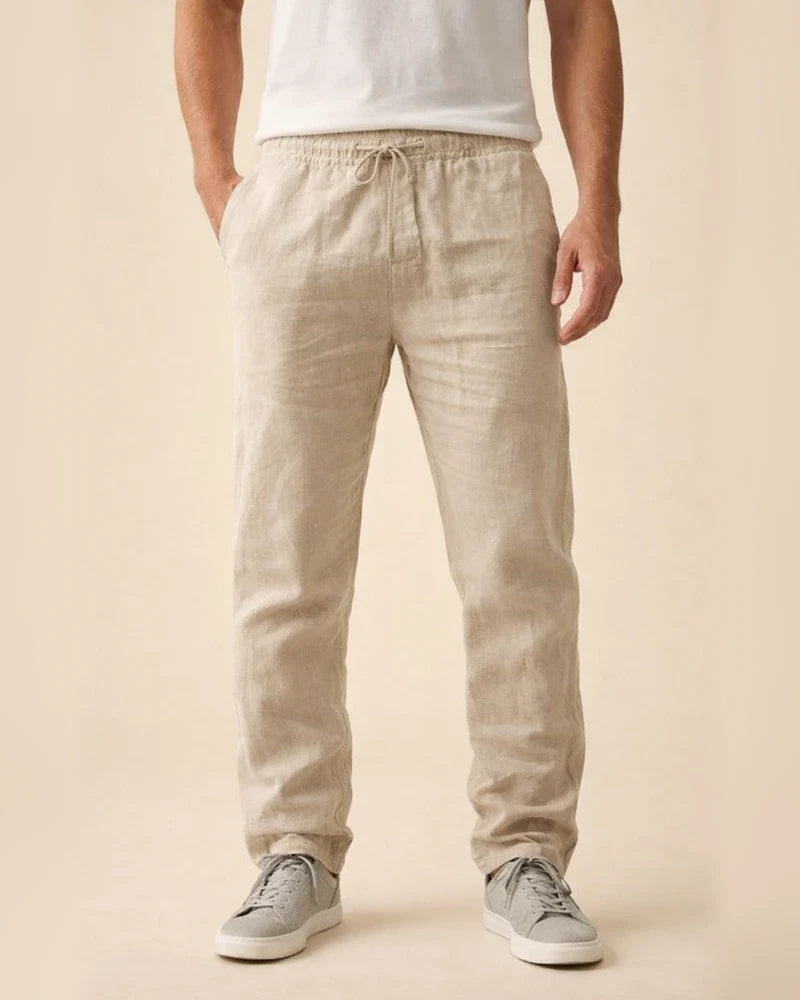 Men's Linen Pants Trousers Beach Pants Pocket Drawstring Elastic Waistband Plain Comfort Breathable Daily Stylish Hip Hop Dark Khaki Light Khaki Micro-elastic | JRSEE:8663913b-65a2-47f4-90db-db31342f38e4