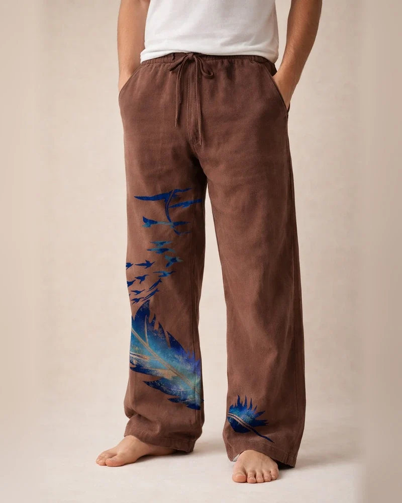 Men's Linen Pants Trousers Summer Pants Beach Pants Pocket Drawstring Elastic Waist Feather Breathable Lightweight Full Length Casual Daily Linen / Cotton Blend Casual Trousers White Yellow | JRSEE:6e42b601-a38f-4d93-815d-3876b4509aa0