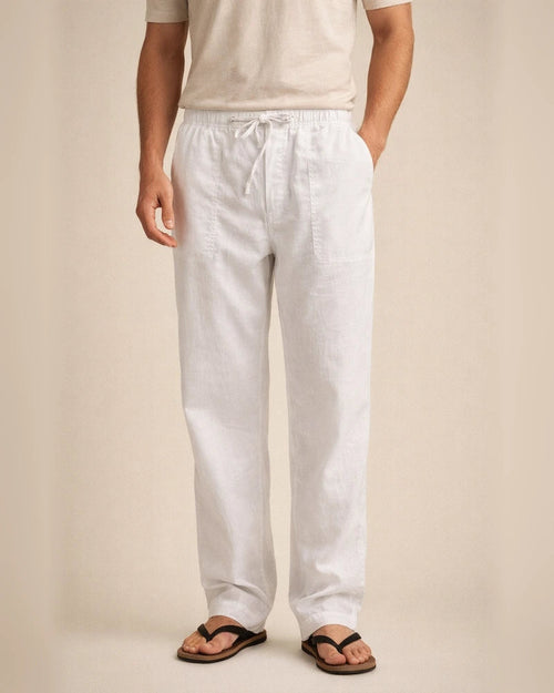 Men's Linen Pants Trousers Summer Pants Beach Pants Pocket Drawstring Elastic Waistband Plain Comfort Breathable Full Length Daily Streetwear Linen / Cotton Blend Fashion Casual / Sporty Loose Fit | JRSEE:a6ef9128-7193-4b15-b795-c92d6bdcd913