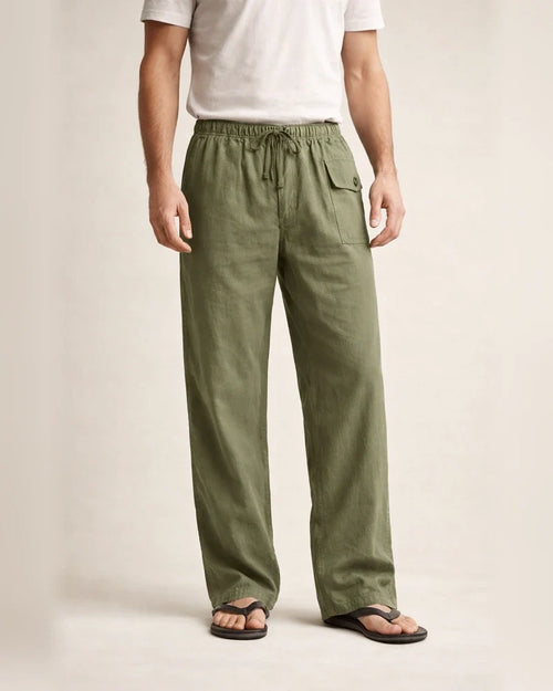 Men's Linen Pants Trousers Summer Pants Beach Pants Pocket Drawstring Elastic Waistband Plain Comfort Breathable Full Length Daily Streetwear Linen / Cotton Blend Fashion Casual / Sporty Loose Fit | JRSEE:15f5308a-78e1-4805-a42e-f1c1635a2f26