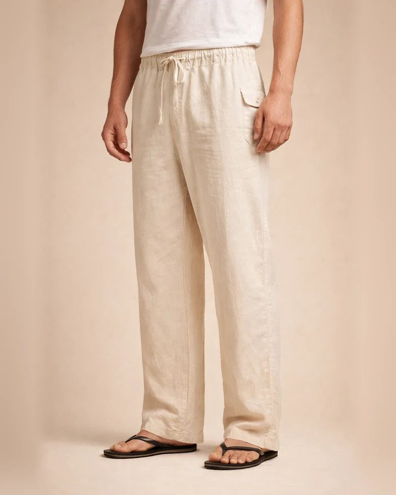 Men's Linen Pants Trousers Summer Pants Beach Pants Pocket Drawstring Elastic Waistband Plain Comfort Breathable Full Length Daily Streetwear Linen / Cotton Blend Fashion Casual / Sporty Loose Fit | JRSEE:a0fa4f9e-d72a-4327-b662-6fde220930f2