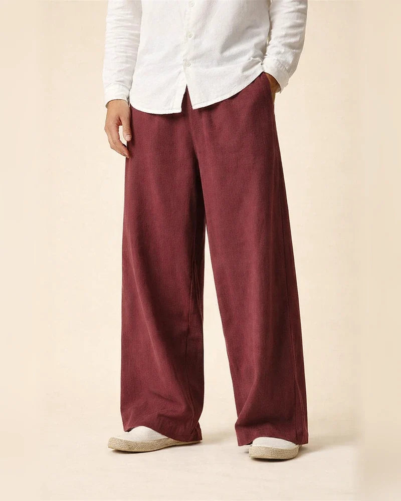 Men's Linen Pants Trousers Summer Pants Beach Pants Wide Leg Flowy Plain Comfort Breathable Full Length Casual Holiday Yoga Linen / Cotton Blend Fashion Streetwear Loose Fit Black Navy Blue | JRSEE:b1ef60b0-17e6-48b5-bd84-ea67c53c3280