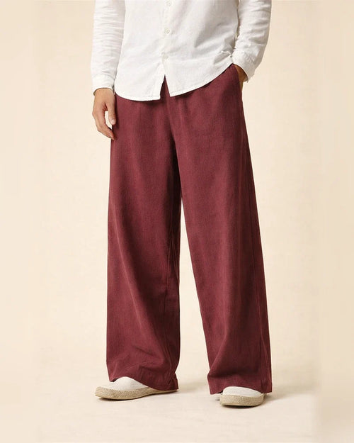 Men's Linen Pants Trousers Summer Pants Beach Pants Wide Leg Flowy Plain Comfort Breathable Full Length Casual Holiday Yoga Linen / Cotton Blend Fashion Streetwear Loose Fit Black Navy Blue | JRSEE:b1ef60b0-17e6-48b5-bd84-ea67c53c3280