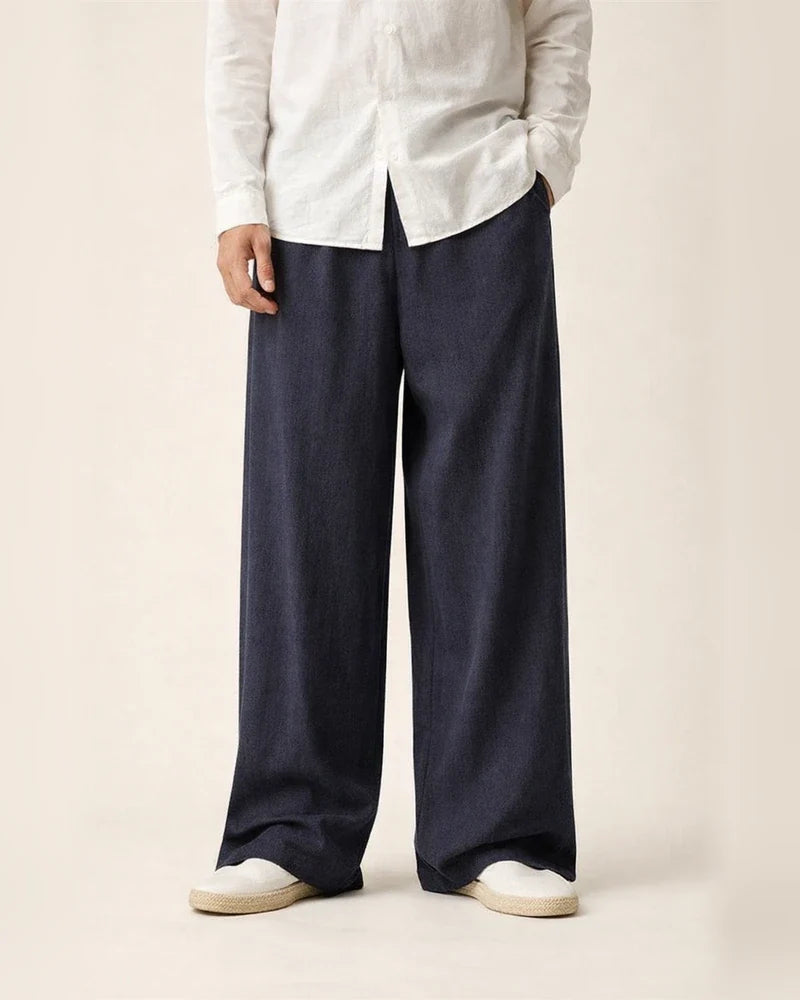 Men's Linen Pants Trousers Summer Pants Beach Pants Wide Leg Flowy Plain Comfort Breathable Full Length Casual Holiday Yoga Linen / Cotton Blend Fashion Streetwear Loose Fit Black Navy Blue | JRSEE:161df58b-b18c-43d9-a045-ca4b95f680e6