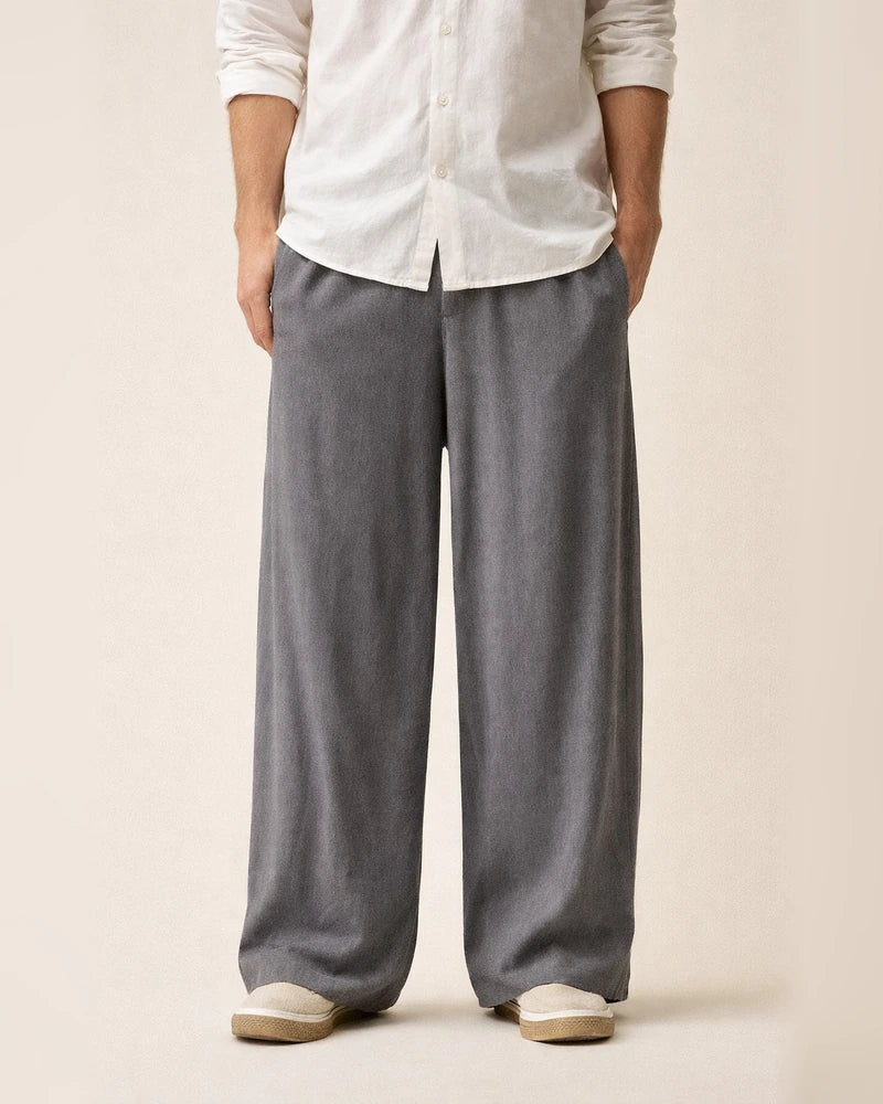 Men's Linen Pants Trousers Summer Pants Beach Pants Wide Leg Flowy Plain Comfort Breathable Full Length Casual Holiday Yoga Linen / Cotton Blend Fashion Streetwear Loose Fit Black Navy Blue | JRSEE:b10dbdcf-0de6-4633-b2f3-66fa8fd4adf7