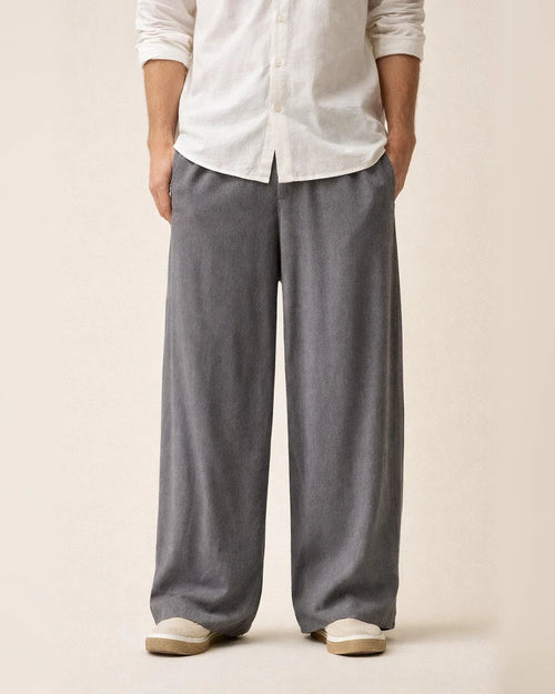 Men's Linen Pants Trousers Summer Pants Beach Pants Wide Leg Flowy Plain Comfort Breathable Full Length Casual Holiday Yoga Linen / Cotton Blend Fashion Streetwear Loose Fit Black Navy Blue | JRSEE:b10dbdcf-0de6-4633-b2f3-66fa8fd4adf7