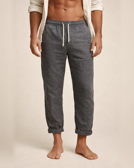 Men's Linen Pants Trousers Summer Pants Drawstring Elastic Waist Plain Comfort Breathable Daily Beach Linen / Cotton Blend Fashion Simple Black White Micro-elastic | JRSEE:04f00bf4-fac9-4dcf-9d3d-bec9cafc2d27