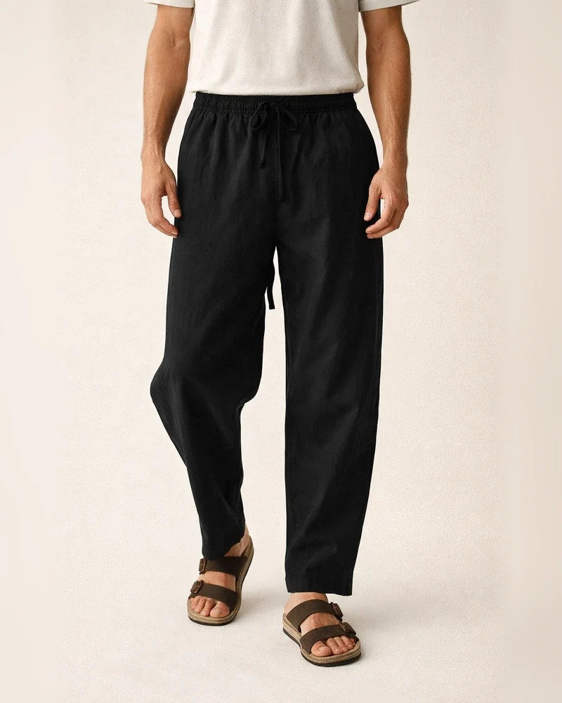 Men's Linen Pants Trousers Summer Pants Pocket Plain Comfort Breathable Outdoor Daily Going out Linen / Cotton Blend Fashion Casual Black White | JRSEE:0ef8032b-4198-4cbf-8ccd-82cffdf28eed