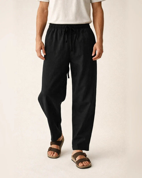 Men's Linen Pants Trousers Summer Pants Pocket Plain Comfort Breathable Outdoor Daily Going out Linen / Cotton Blend Fashion Casual Black White | JRSEE:0ef8032b-4198-4cbf-8ccd-82cffdf28eed