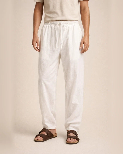 Men's Linen Pants Trousers Summer Pants Pocket Plain Comfort Breathable Outdoor Daily Going out Linen / Cotton Blend Fashion Casual Black White | JRSEE:ef109be0-ed64-4b79-b533-598a85cfc270
