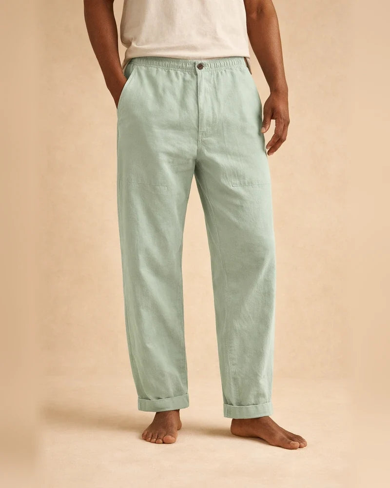 Men's Linen Pants Yoga Beach Loose Casual Summer Waist Drawstring Loose Pants | JRSEE:a0ea3624-6a4b-4481-b0e8-8d75ab99238e