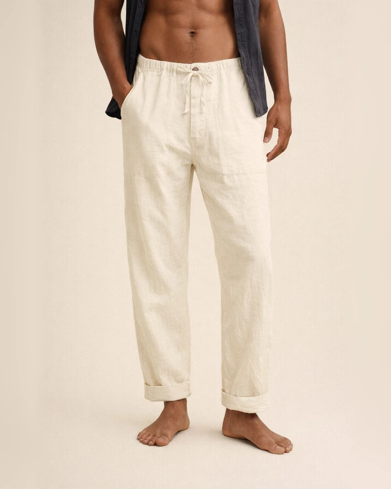 Men's Linen Pants Yoga Beach Loose Casual Summer Waist Drawstring Loose Pants | JRSEE:6bb3f116-5481-4e20-91d2-431e1c46bc4d
