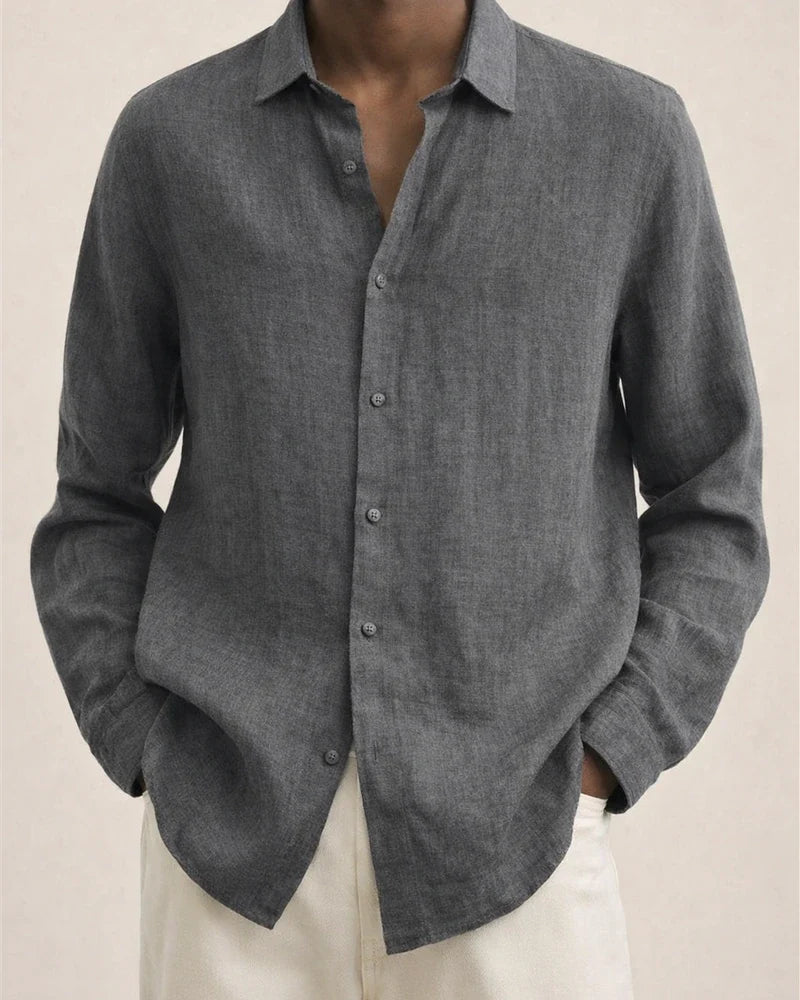 Men's Linen Shirt Button Up Shirt Casual Shirt Beach Shirt Black Khaki Dark Blue Long Sleeve Plain Turndown Spring & Summer Hawaiian Holiday Clothing Apparel | JRSEE:6c19f5d5-9860-464e-b98d-366c6784818e