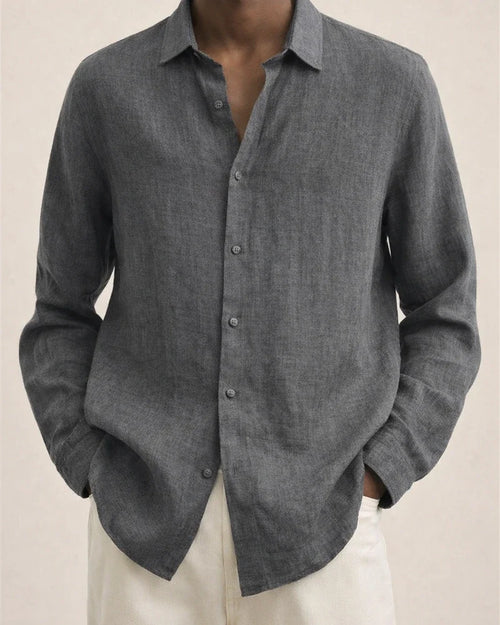 Men's Linen Shirt Button Up Shirt Casual Shirt Beach Shirt Black Khaki Dark Blue Long Sleeve Plain Turndown Spring & Summer Hawaiian Holiday Clothing Apparel | JRSEE:6c19f5d5-9860-464e-b98d-366c6784818e