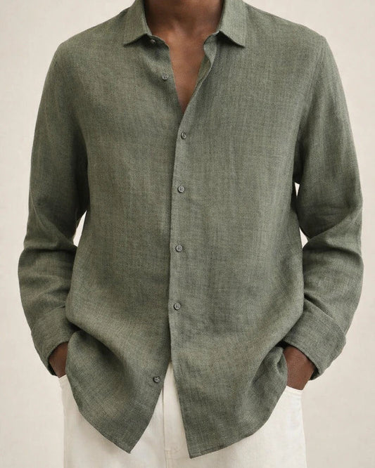 Men's Linen Shirt Button Up Shirt Casual Shirt Beach Shirt Black Khaki Dark Blue Long Sleeve Plain Turndown Spring & Summer Hawaiian Holiday Clothing Apparel | JRSEE:607ef8e4-0ddd-41b5-9783-54eaf50606fd