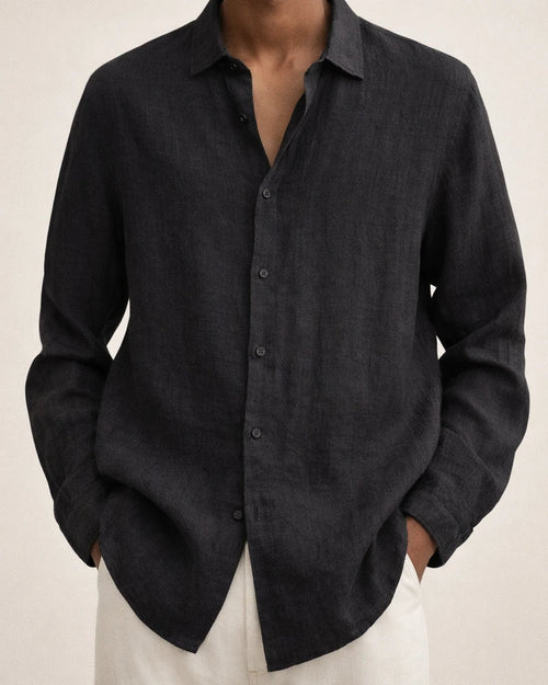 Men's Linen Shirt Button Up Shirt Casual Shirt Beach Shirt Black Khaki Dark Blue Long Sleeve Plain Turndown Spring & Summer Hawaiian Holiday Clothing Apparel | JRSEE:d1e7983e-a23c-4626-bb71-2bfe57f9e9f8