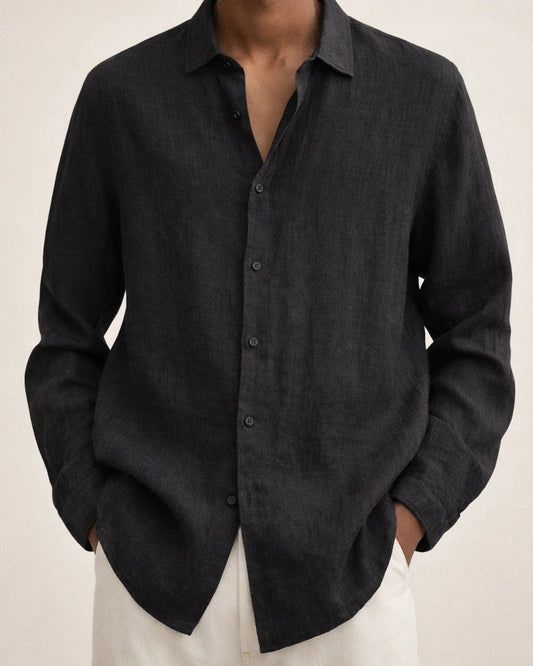 Men's Linen Shirt Button Up Shirt Casual Shirt Beach Shirt Black Khaki Dark Blue Long Sleeve Plain Turndown Spring & Summer Hawaiian Holiday Clothing Apparel | JRSEE:d1e7983e-a23c-4626-bb71-2bfe57f9e9f8